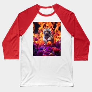 Floral Inferno Tiger Baseball T-Shirt